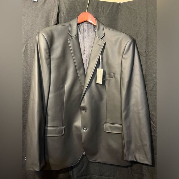 NWT Men's MICHAEL Kors Faux Leather Sport Coat Blazer Jacket Regular 48 Long - Picture 1 of 16